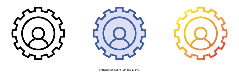 Personalsymbol. Lineares, blaues Füllungs- und Verlaufsstil-Design auf weißem Hintergrund