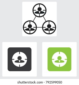 Human resources icon, market target audience business team corporate cooperation vector icon set