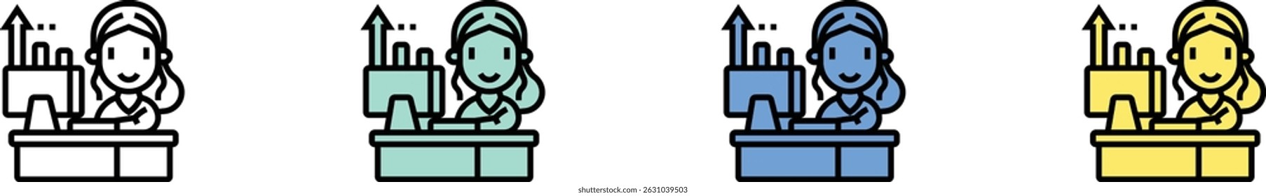 human resources icon. Outline, Green, Blue and Yellow Style Design Isolated On White Background