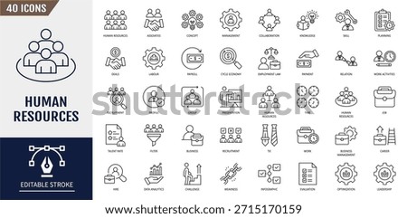 Human resources icon set. Containing employee, work, organization structure, business, industry, cycle economy and more. Vector illustration