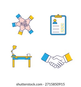 Human Resources Icon Set Flat Style 
