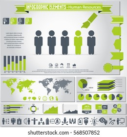 Human resources -   icon set and infographics elements