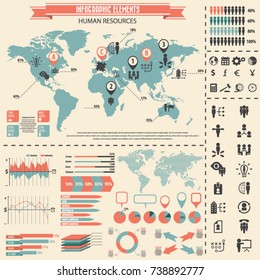 Human resources icon set and infographics elements