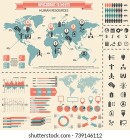 Human resources icon set and infographics elements
