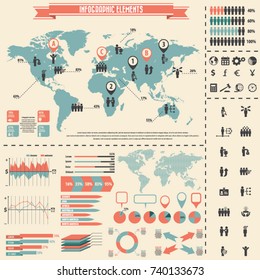 Human resources icon set and infographics elements