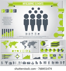 Human resources icon set and infographics element. Vector.