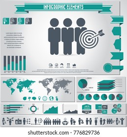 Human resources icon set and infographics element. Vector.