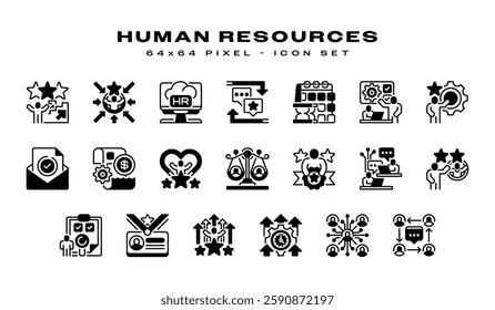 Human Resources Icon Set. Universal creative premium symbol. Vector sign icon logo template. Vector illustration