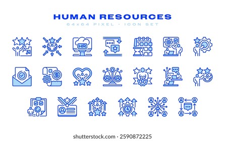 Human Resources Icon Set. Universal creative premium symbol. Vector sign icon logo template. Vector illustration