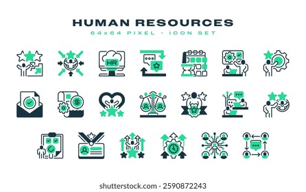 Human Resources Icon Set. Universal creative premium symbol. Vector sign icon logo template. Vector illustration