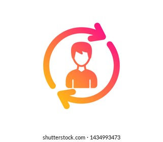 Human Resources icon. User Profile sign. Male Person silhouette symbol. Refresh or Update sign. Classic flat style. Gradient human Resources icon. Vector