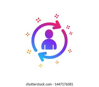 Human Resources icon. User Profile sign. Person silhouette symbol. Refresh or Update sign. Dynamic shapes. Gradient design person info icon. Classic style. Vector