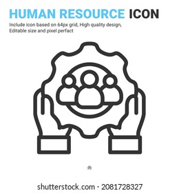 Human resources icon vector with outline style isolated on white background. Vector illustration worker, employee, laborer sign symbol icon concept for business, finance, industry and project