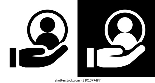 Recursos Humanos. Icono en versión blanca y negra.