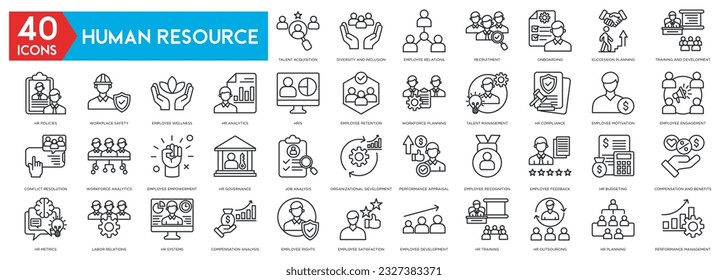 Human resources icons  to business process, team work, personnel management, HR, staff rotation, coaching.