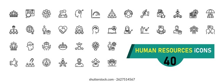 Human Resources Icons collection, with editable stroke. Human Resources thin line icon set. Vector illustration.