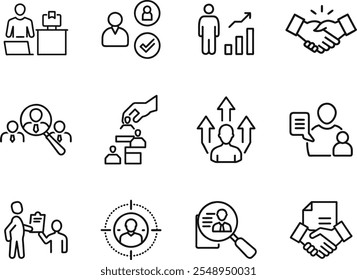 Human Resources Icons Hiring,  Management,  Success,  Growth