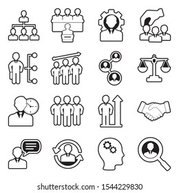 Human Resources Icons. Line With Fill Design. Vector Illustration.