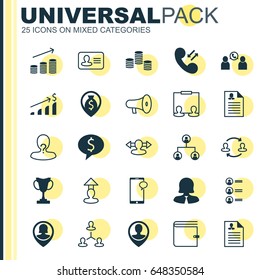 Human Resources Icons Set. Collection Of Money Navigation, Tree Structure, Coins Growth And Other Elements. Also Includes Symbols Such As Map, Call, Career.