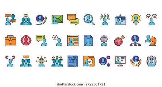 Iconos de recursos humanos con Vector de estilo relleno