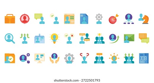Conjunto de iconos de recursos humanos con Vector de estilo plano