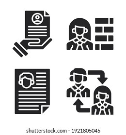 human resources Icons Set = hand resume, skills, cv, exchange. Perfect for website mobile app, app icons, presentation, illustration and any other projects.