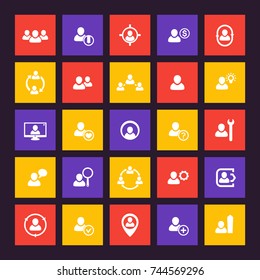 Human resources icons set, HR, personnel management