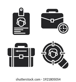 human resources Icons Set = id card, briefcase work, briefcase, search human. Perfect for website mobile app, app icons, presentation, illustration and any other projects.