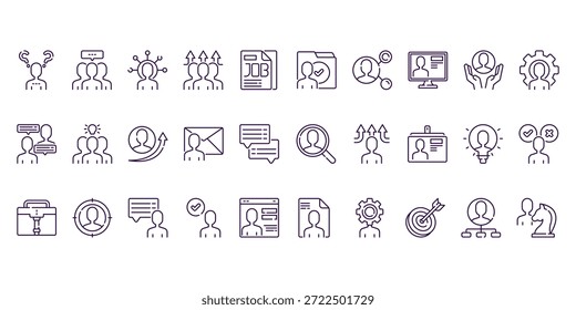 Conjunto de iconos de recursos humanos con Vector de estilo de esquema