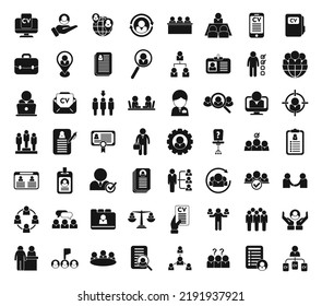 Los iconos de recursos humanos establecen un vector simple. Mentor de liderazgo. Cultura de formación