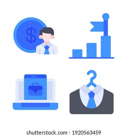 human resources Icons Set = work, flag, job, uniform. Perfect for website mobile app, app icons, presentation, illustration and any other projects.