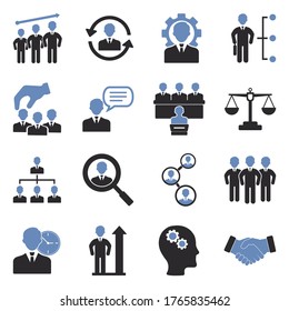Human Resources Icons. Two Tone Flat Design. Vector Illustration.