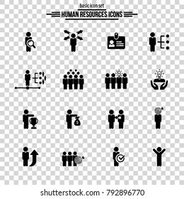 Human resources icons. Universal vector human resource icon set for web and mobile. 