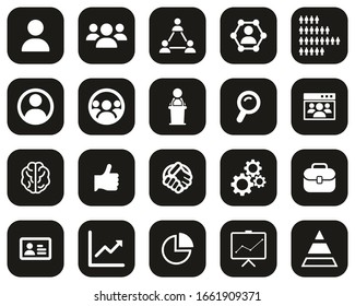 Human Resources Icons White on Black Flat Design Set Big