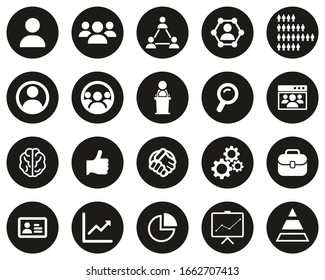 Human Resources Icons White On Black Flat Design Circle Set Big