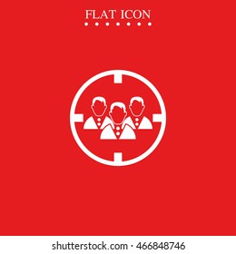 Human resources illustration. Headhunter symbol icon. Men under crosshair.