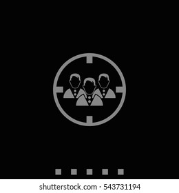 Human resources illustration. Headhunter symbol icon. Men under crosshair.