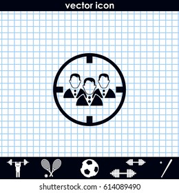 Human resources illustration. Headhunter symbol icon. Men under crosshair.