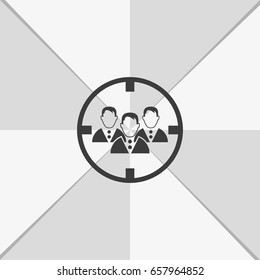 Human resources illustration. Headhunter symbol icon. Men under crosshair.