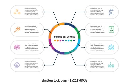 Human Resources Infographics vector design. Timeline concept include searching, resume, global search icons. Can be used for report, presentation, diagram, web design.