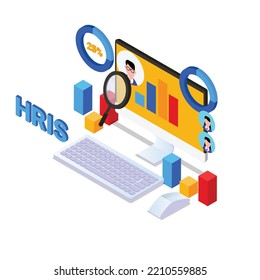 human resources information system HRIS 3d isometric vector illustration concept for banner, website, landing page, ads, flyer template