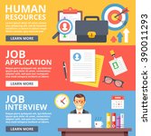 Human resources, job application, job interview flat illustration set. Creative flat design elements and concepts for web sites, web banner, printed materials, infographics. Modern vector illustration