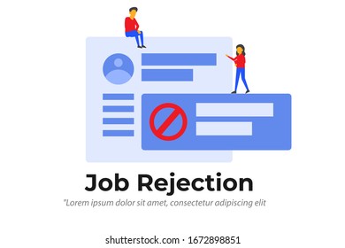 Human resources, job application, job interview rejection illustration concept for web landing page template, banner, and presentation