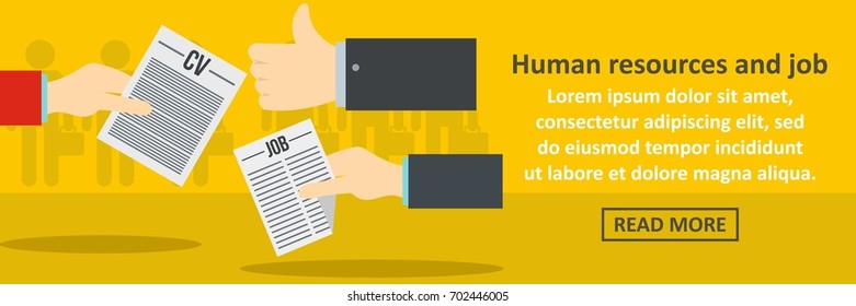 Human resources and job banner horizontal concept. Flat illustration of human resources and job banner horizontal vector concept for web