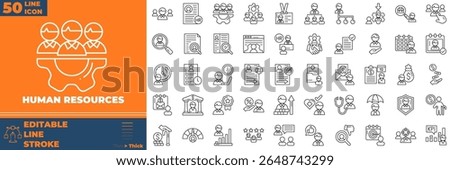 Human Resources Line Editable Icons set. Vector illustration in modern thin line style of human resources icons: manager, teamwork, strategy, etc