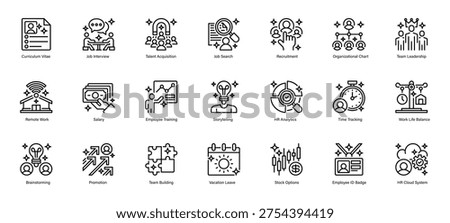 Human Resources Line Icon, Outline Symbol for Talent Acquisition, Employee Recruitment, Workforce Management, Career Development, and Organizational Culture. Vector Sign Icon.