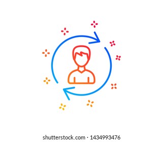 Human Resources line icon. User Profile sign. Male Person silhouette symbol. Refresh or Update sign. Gradient design elements. Linear human Resources icon. Random shapes. Vector