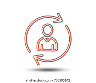Human Resources line icon. User Profile sign. Person silhouette symbol. Refresh or Update sign. Colourful graphic design. Vector