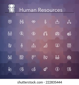 Human resources line Icons set. Vector illustration.