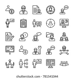 
Human Resources Line Vector Icons Set 
